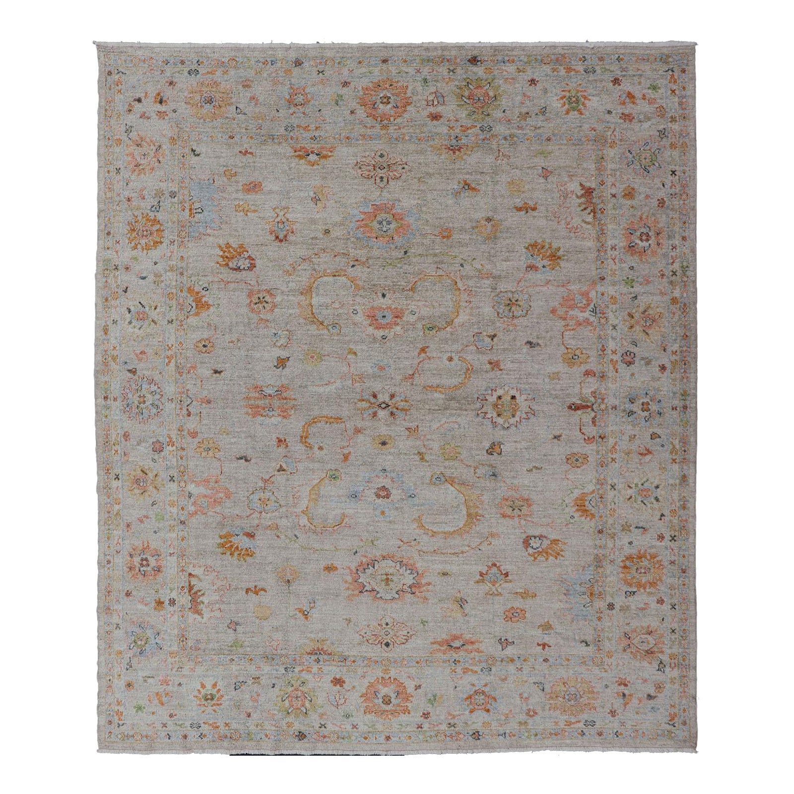 Elegant Reproduction Turkish Angora Oushak Rug With Subtle Colorful ...