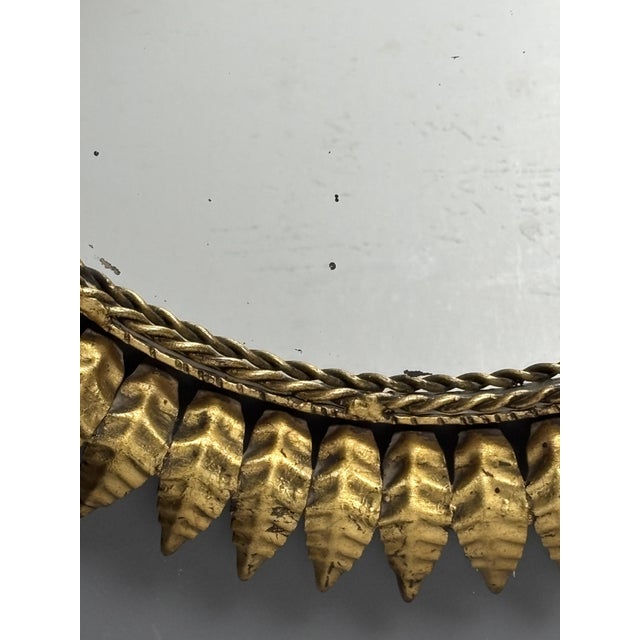 Mid-Century Modern Hollywood Regency Spanish Gilt Metal Sun Mirror, 1950s For Sale - Image 17 of 18