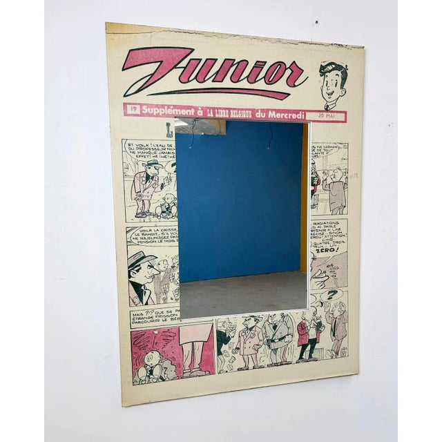 Large Pop Art Style Illustrated Wall Mirror, 1960s-1970s For Sale - Image 6 of 6