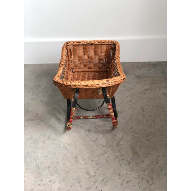 Traditional 1970s Wicker Sleigh on Wrought Iron Runners For Sale - Image 3 of 8