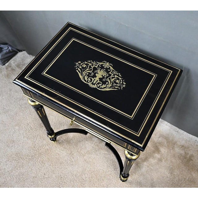 Late 19th Century Napoleon III Blackened Wood Worktable For Sale - Image 4 of 18