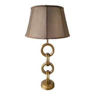 Gold Huge Chain Link Interlocking Circles Tall Metallic Shade Table Lamp For Sale