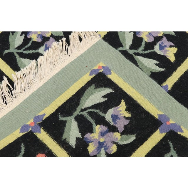 Late 20th Century Vintage Chinese Floral Kilim Rug - 04'01 x 06'03 For Sale - Image 5 of 9