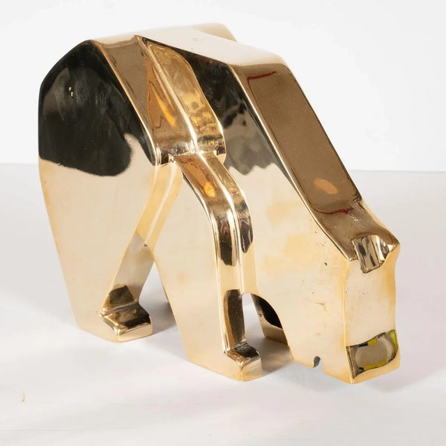 Mid-Century Modern 2000s Modernist Solid Brass Bear Sculpture For Sale - Image 3 of 9