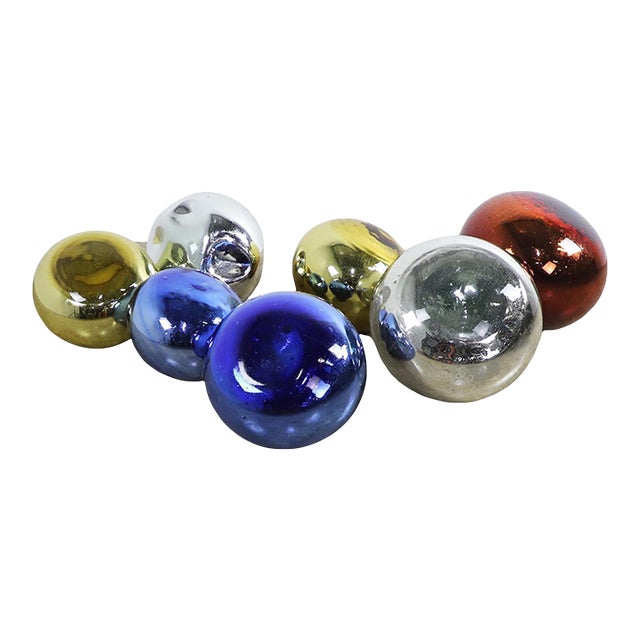 1950s Giant Mexican Modernism Mercury Glass Spheres Set of 7 For Sale