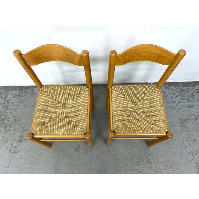 Wood A Set of Four Vintage Rush Seat Dining Chairs For Sale - Image 7 of 13