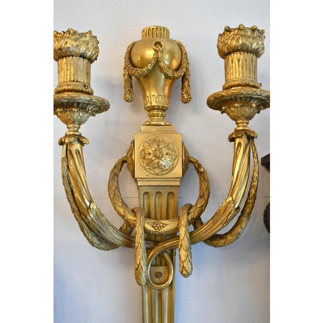 French 1940s French Caldwell 2 Arm Bronze Wall Sconces - a Pair For Sale - Image 3 of 9