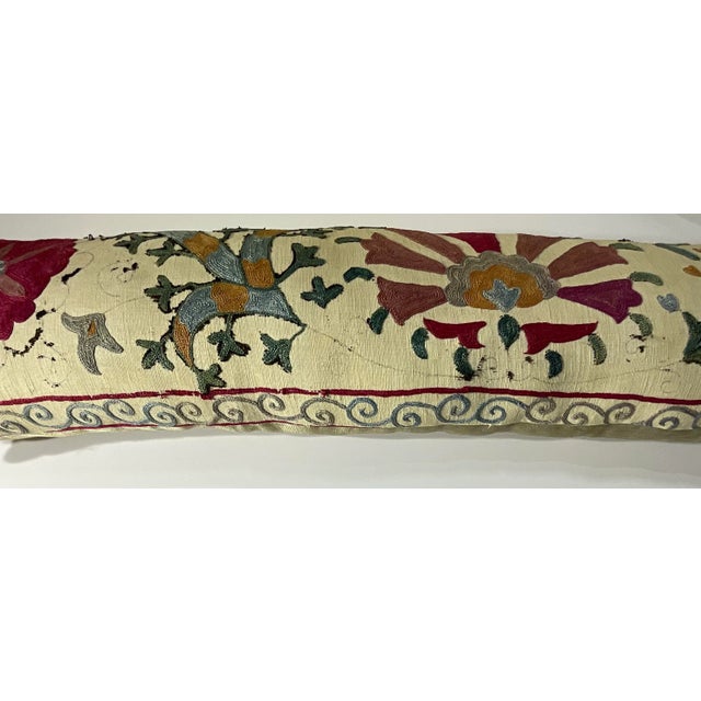 Antique Hand-Embroidered Suzani Pillow - a Piece of Art For Sale - Image 4 of 12