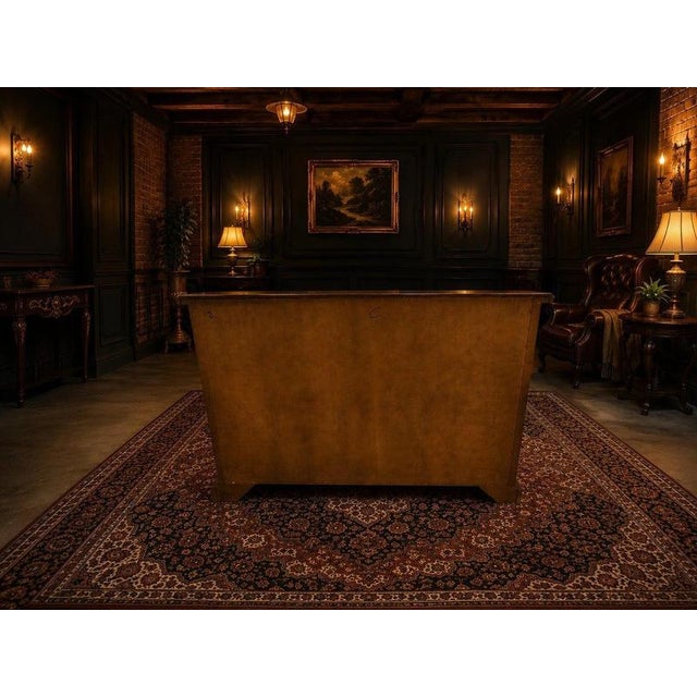 Gold Antique Walnut Serpentine Sideboard with Floral Marquetry Inlay, 1900 For Sale - Image 8 of 9