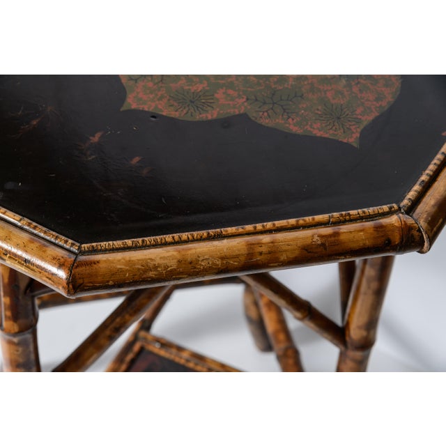 19Th. Century Octagon Tiger Bamboo & Lacquer Side Table, C1880 For Sale - Image 11 of 13