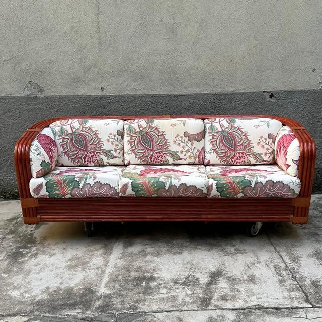 Bamboo and Rattan Sofa by Maugrion for Roche Bobois - Unique Piece of Vintage Design Refined bamboo and rattan sofa, made...