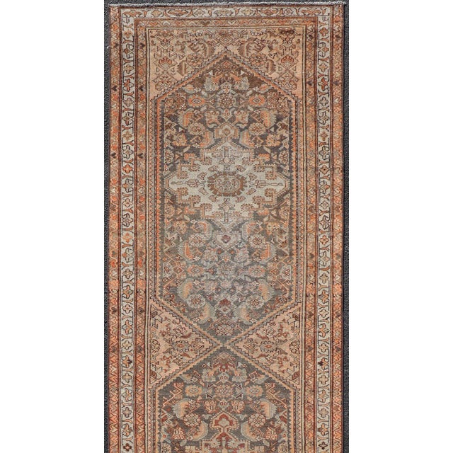 Tribal Antique Persian Malayer Runner With All-Over Sub-Geometric Medallion Design 3'1 X 13'0 For Sale - Image 3 of 13