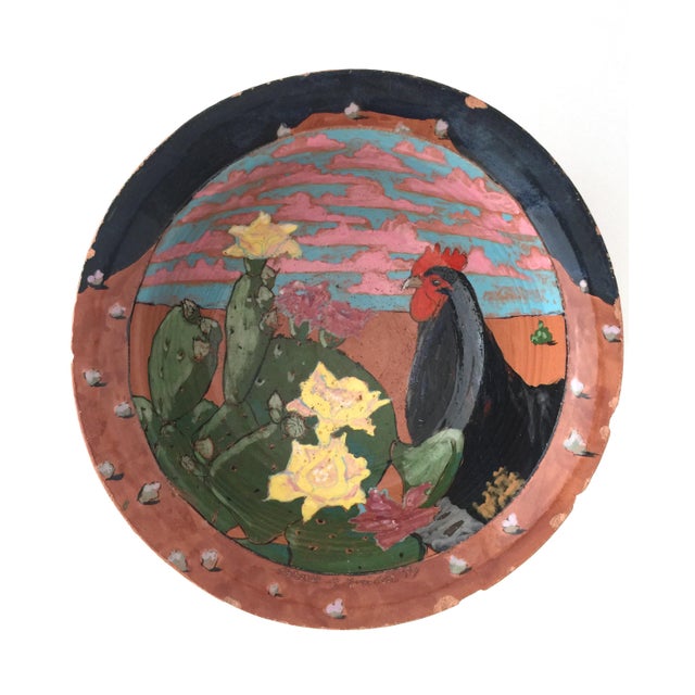 Large Vintage Armin E. Müller Signed Earthenware Farmhouse Rooster Bowl For Sale - Image 13 of 13