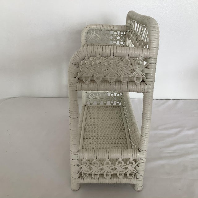 MidCentury Vintage White Wicker Wall Shelf. Chairish