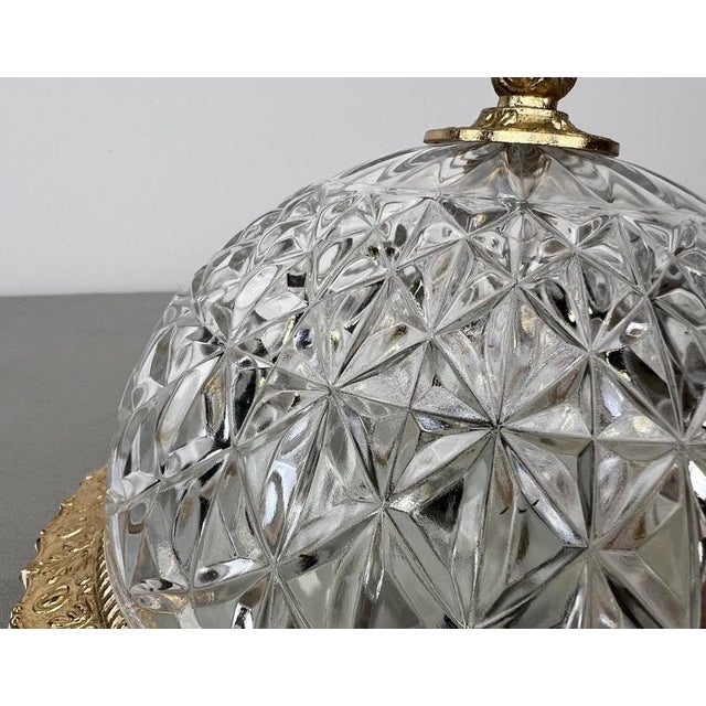 Vintage French Brass and Crystal Ceiling Lamp For Sale - Image 11 of 12