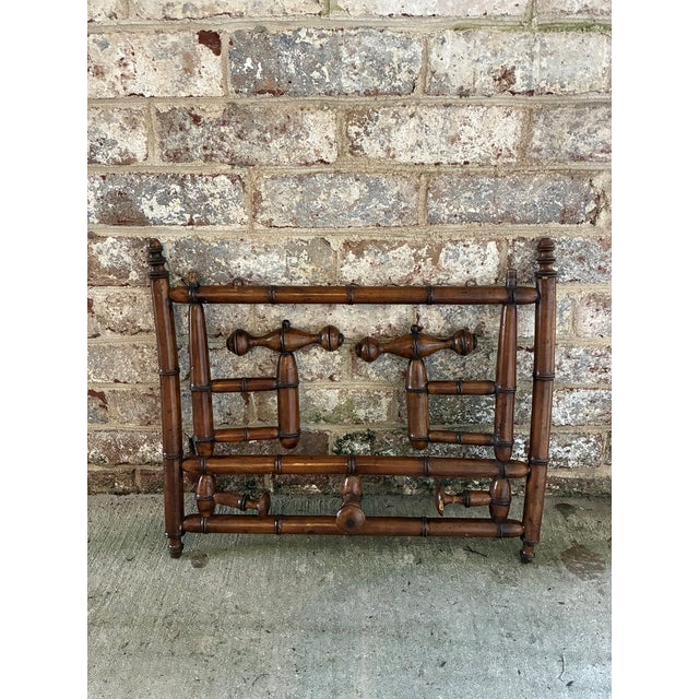 Late 19th Century French Faux Bamboo Wall Mounted Coat Rack For Sale - Image 4 of 18