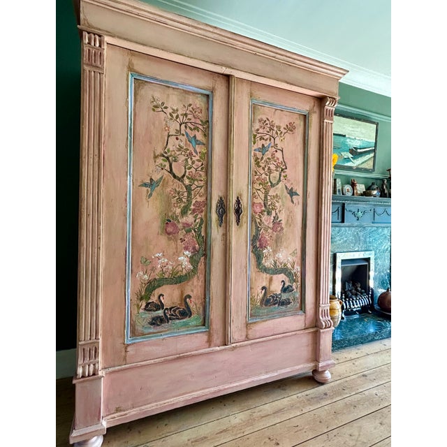 Vintage Painted Pine Wardrobe with Chinoiserie, 1920s For Sale - Image 13 of 13