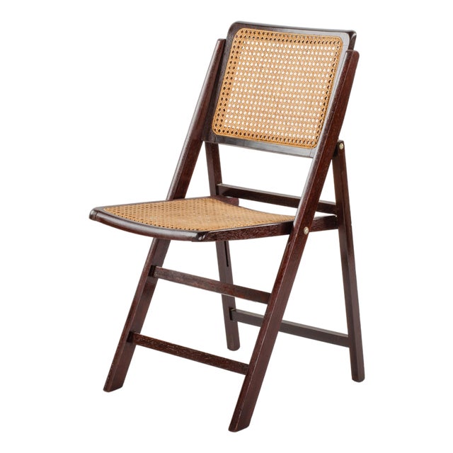 Vintage German Modernist Cane Folding Chair For Sale