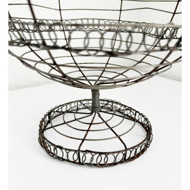 Early-20th Century French Rustic Wire Footed Basket | Chairish