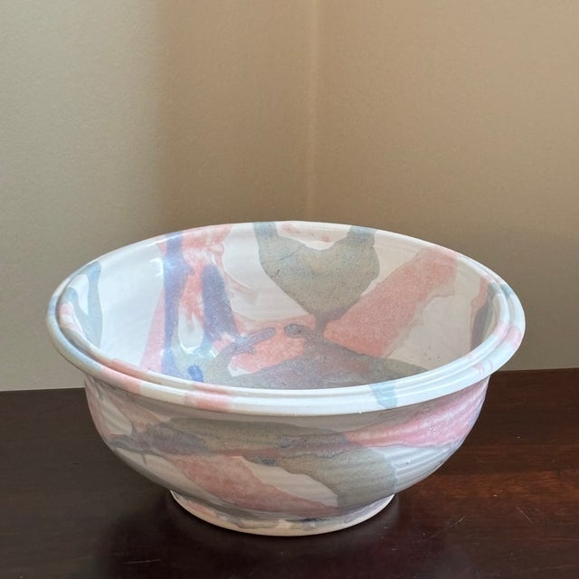 Late 20th Century Vintage Pastel Artisanal Pottery Bowl For Sale - Image 5 of 12