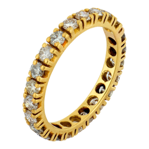 Vintage 1.40 Carat Round Brilliant Cut Diamond 18k Yellow Gold Eternity Band, Size 6.25
