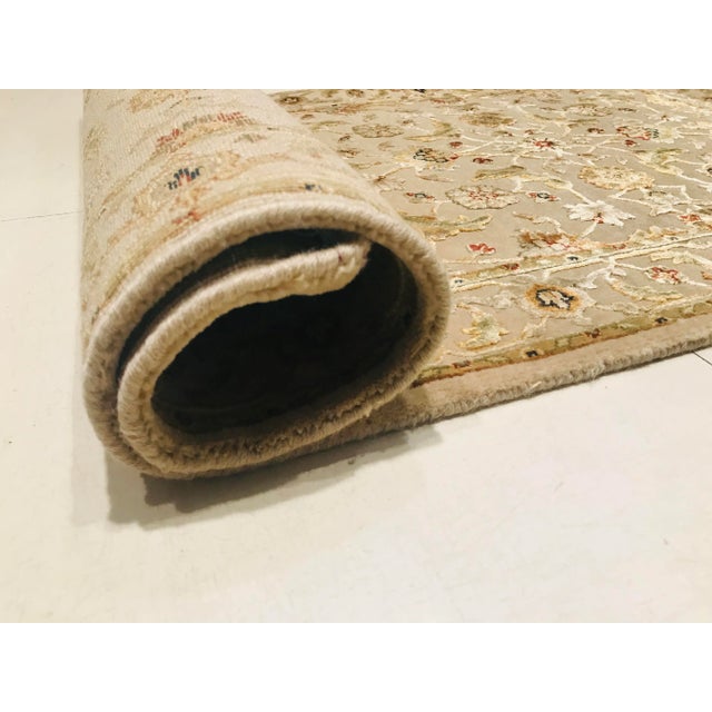 Textile Brown and Olive Green Wool & Silk Jaipur Carpets, 1983, Set of 2 For Sale - Image 7 of 11