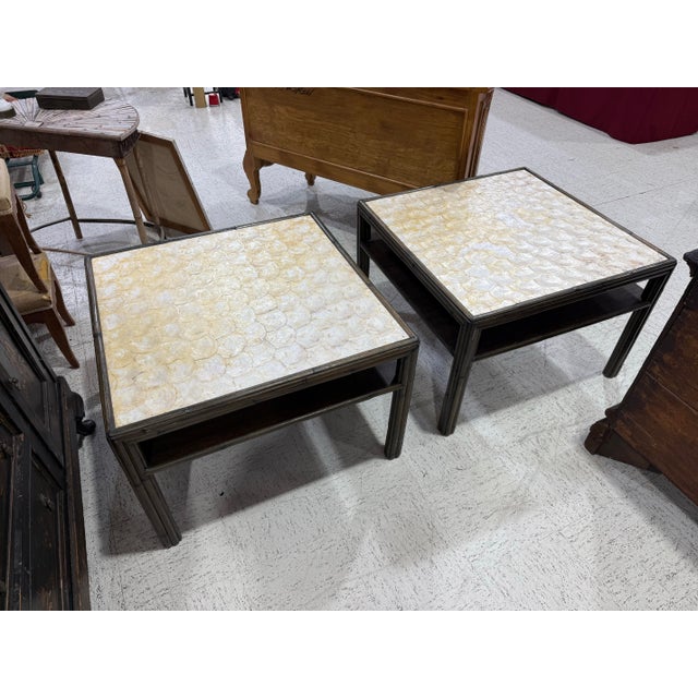 1970s Pair of Bamboo and Shell Side Tables For Sale In Greensboro - Image 6 of 9
