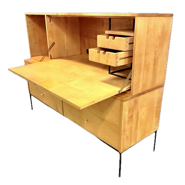 Champagne Vintage Mid-Century Modern Secretary Desk For Sale - Image 8 of 17