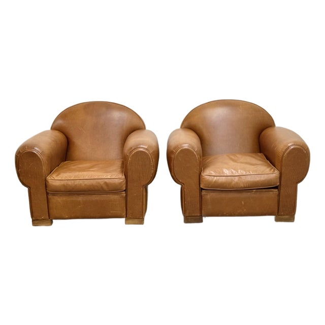 Pair of Vintage Leather Chairs For Sale