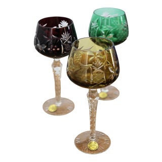 Colored Crystal Wine Glasses, Set of 6 For Sale