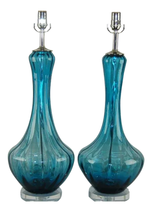 Vintage Murano Glass Petticoat Lamps Blue