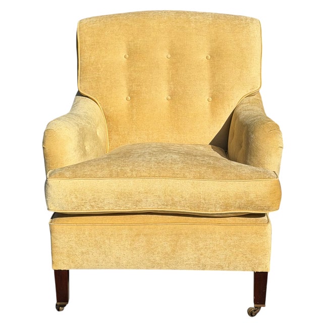 2000 - 2009 George Smith Beige Velvet Upholstered Roll Arm Club Chair W Rubelli Back & Pillow - 1 of 2 For Sale - Image 5 of 7