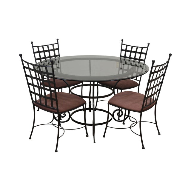 Charleston Forge Etrusche Iron Round Glass Top Dining Table 4 Chairs Set Chairish