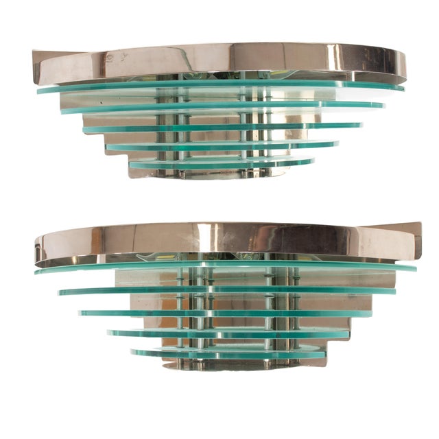 Pair of Large Mid-Century Art Deco-Style Wall Sconces, Reminiscent of Jean Perzel (French, 1880–1993) For Sale - Image 10 of 18