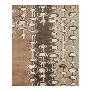 2010s Rug & Kilim’s Mid-Century Modern Style Rug in Brown and Silver Geometric Pattern