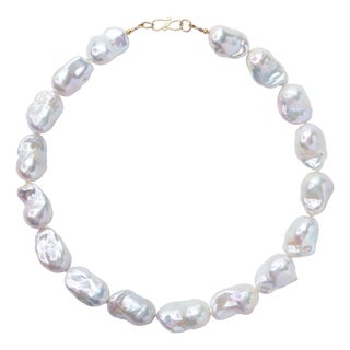 Extra Large White Baroque Pearl Necklace For Sale