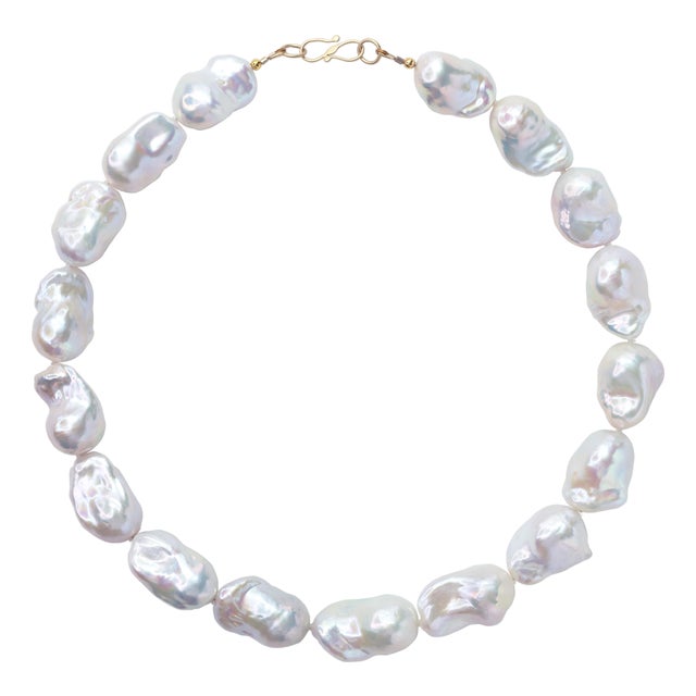 Extra Large White Baroque Pearl Necklace For Sale