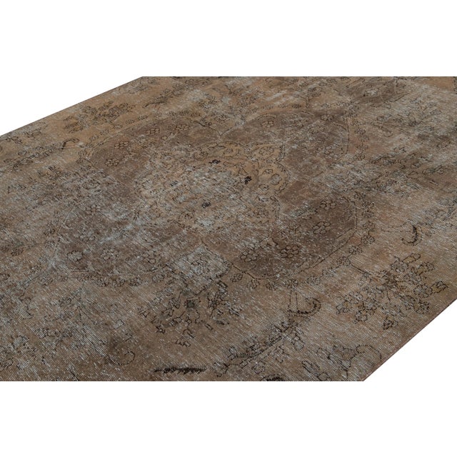 Turkish Brown Vintage Overdyed Handmade Medallion Wool Rug 6'9" X 10' For Sale - Image 3 of 9