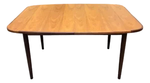 European Mid Century Modern Extending Teak Dining Table W/ Butterfly Leaf by G-Plan c.1960