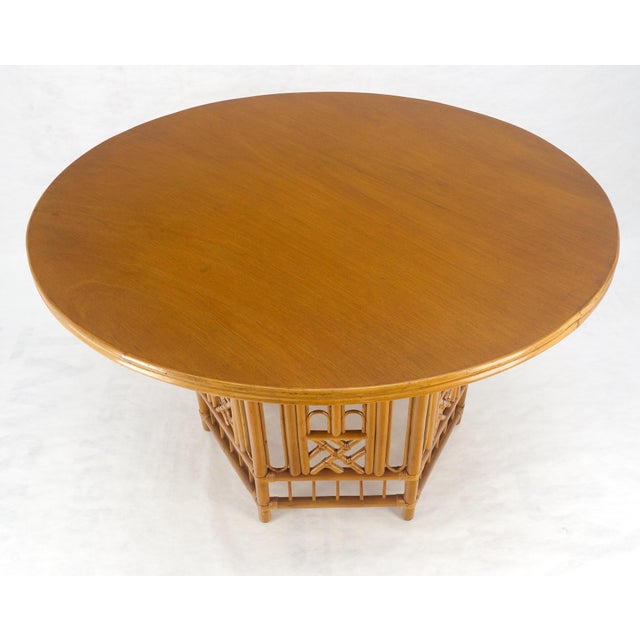 Very Fine 48" Round Top Bamboo Base Mid Century Modern Dining Center Table MINT!