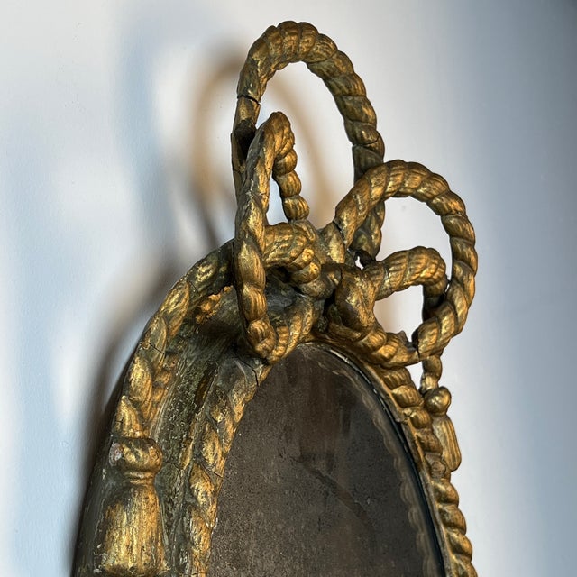 Hollywood Regency 19th Century Giltwood Rope-Twist Oval Mirror For Sale - Image 3 of 11