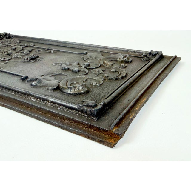 Antique Renaissance Revival Mascaron Grotesque Cast Iron Fireback For Sale - Image 6 of 10