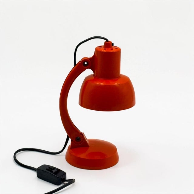 Space Age Orange Gooseneck Desk Lamp, Italy, 1970s For Sale - Image 11 of 16