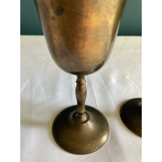 Mid-Century Modern Vintage Sarna Brass Goblets- Set of 2 For Sale - Image 3 of 7