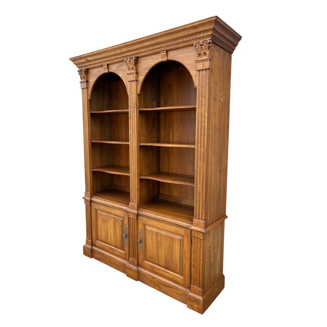 Ethan Allen 1990s Ethan Allen Legacy Maple Double Arched Library Bookcase Cabinet Hutch Display For Sale - Image 4 of 14