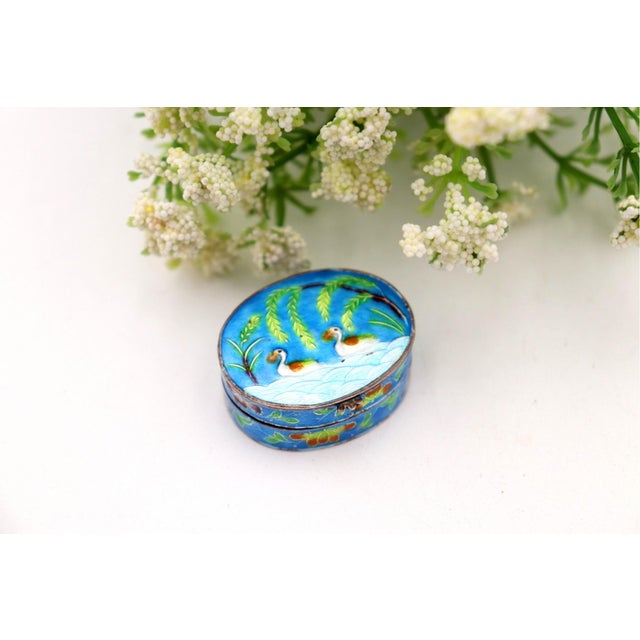 Enameled Silver Pill Box For Sale - Image 5 of 6