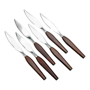 Vintage Scandnavian Rosewood Steak Knives/ Stainless Steel Blades- Set of 6