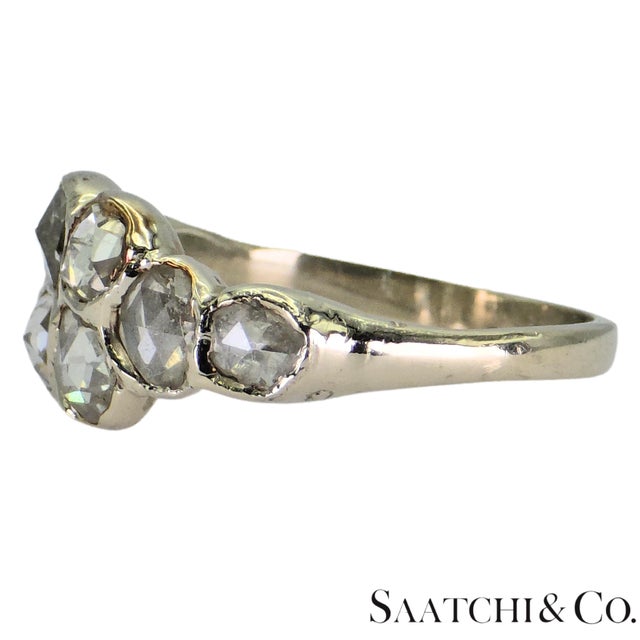 1910s 14k (585) White Gold Natural Rose Cut 1.4 Ct White Diamond, Size 5.5 For Sale - Image 15 of 18