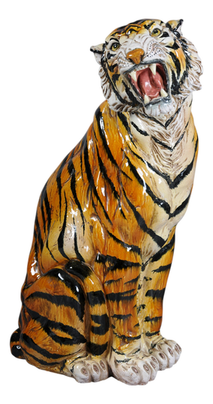 Large Italian Hollywood Regency Ceramic Tiger, 1970s