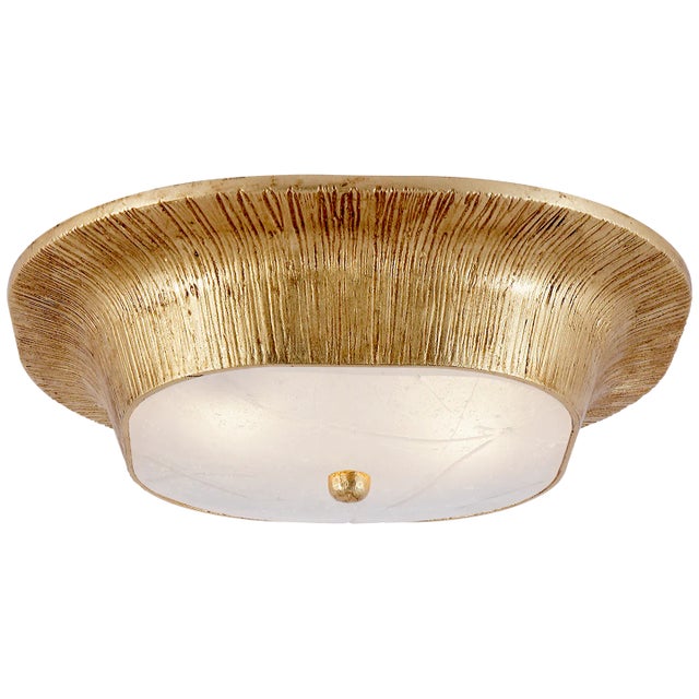 Utopia Round Flush Mount in Gild with Fractured Glass Designer: Kelly Wearstler Mounting: Flush Shade Detail: Fractured...